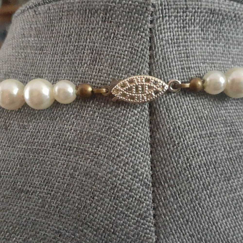 Vintage long Glass faux pearl Statement necklace - image 8