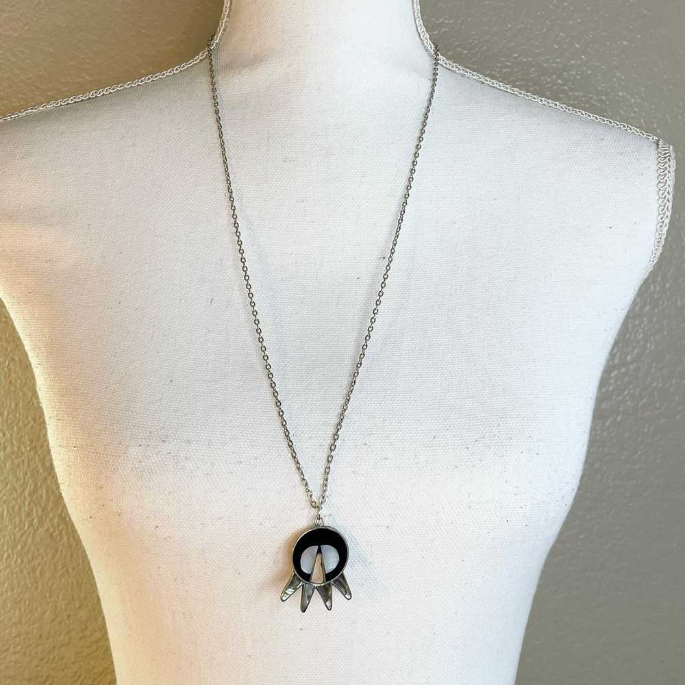 Old Coin Alpaca Silver Pendant & Chain Stamped Me… - image 2