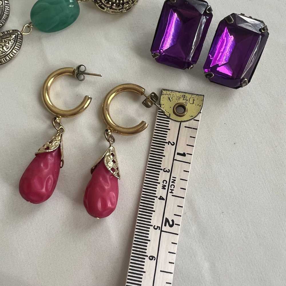 Colorful Vintage Lucite Gold Tone Costume Earring… - image 5