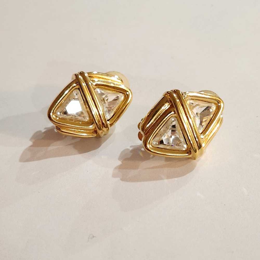 Vintage Gold Plated Swarovski Crystal Earrings - image 1