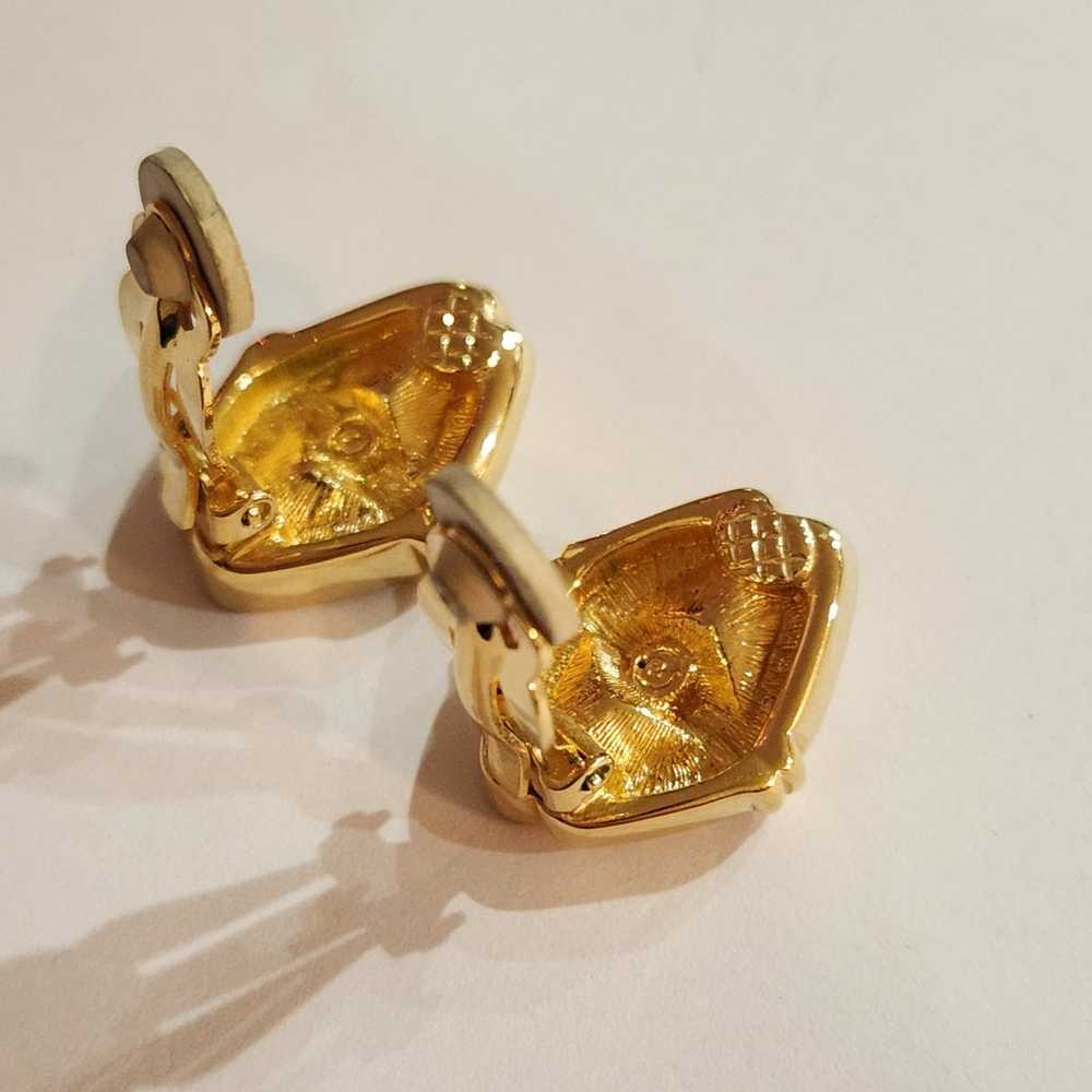 Vintage Gold Plated Swarovski Crystal Earrings - image 3