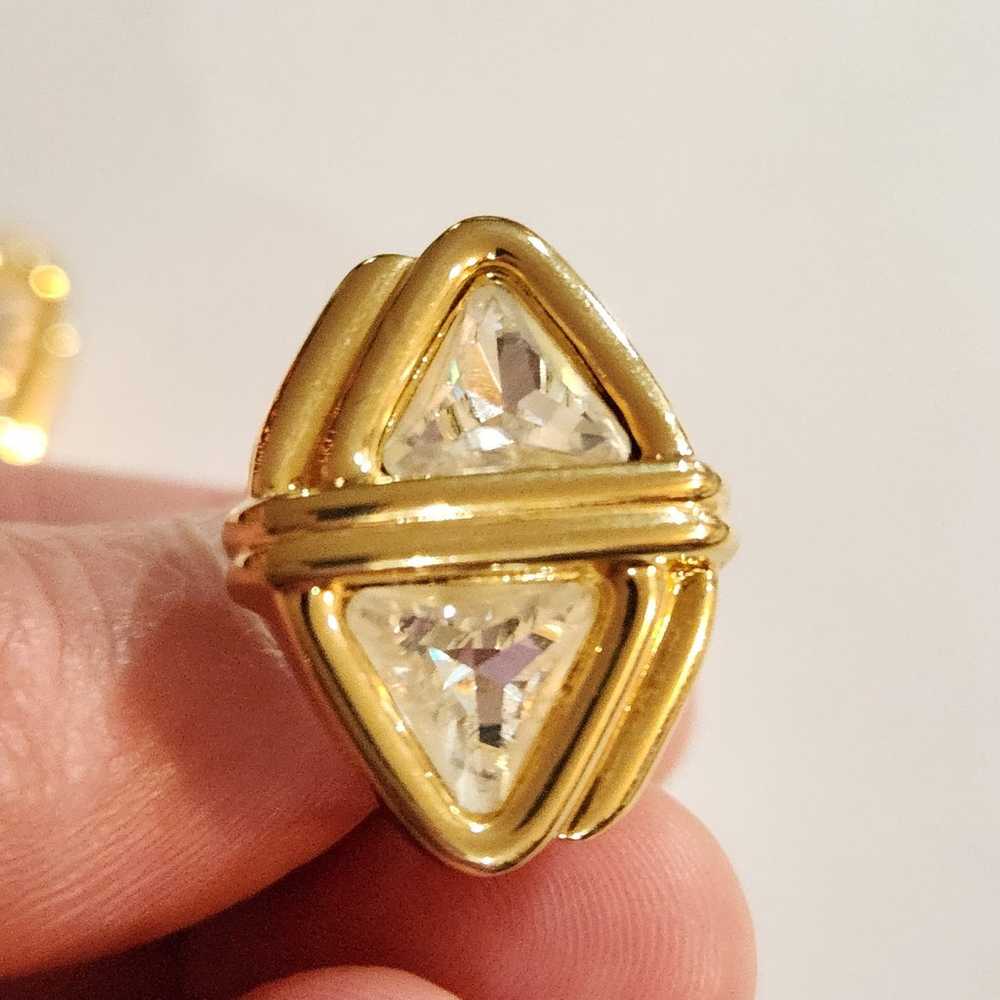 Vintage Gold Plated Swarovski Crystal Earrings - image 4