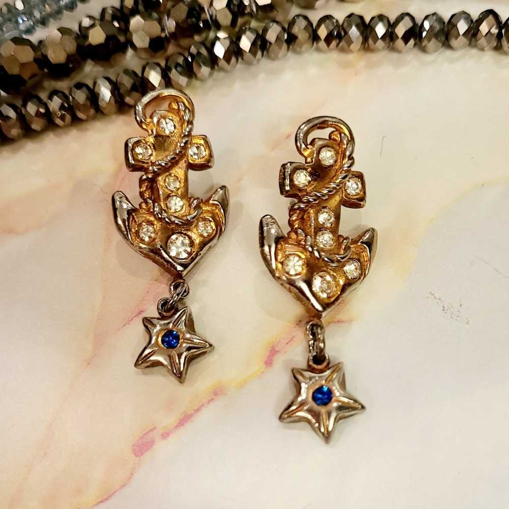 VINTAGE DON-LIN SIGNED ANCHOR & STAR EARRINGS - image 5