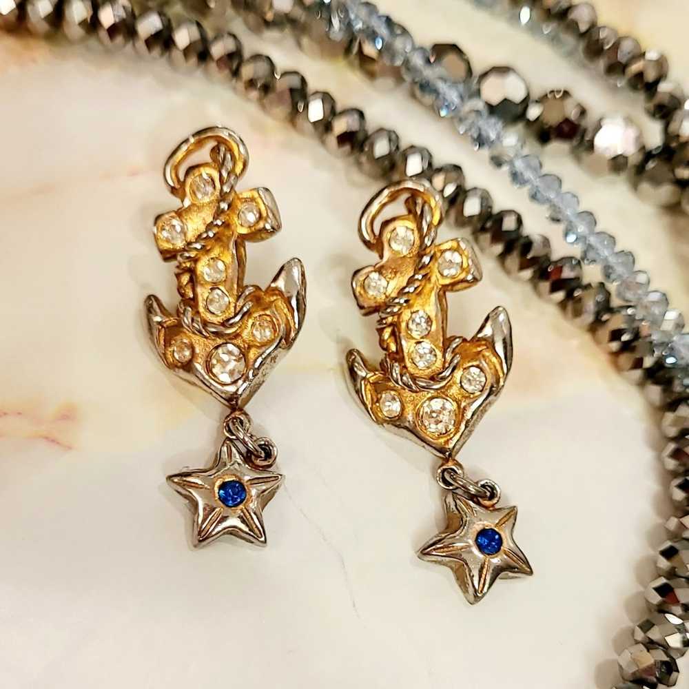 VINTAGE DON-LIN SIGNED ANCHOR & STAR EARRINGS - image 7