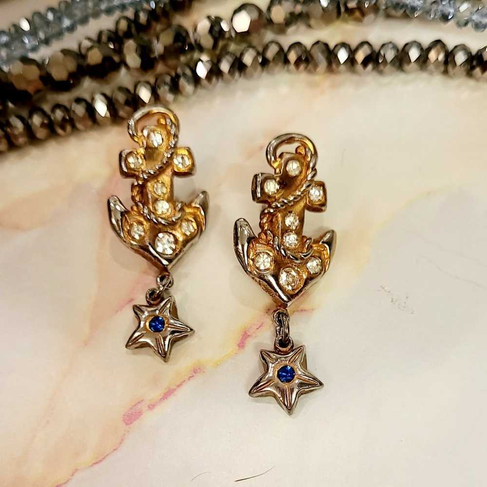 VINTAGE DON-LIN SIGNED ANCHOR & STAR EARRINGS - image 8
