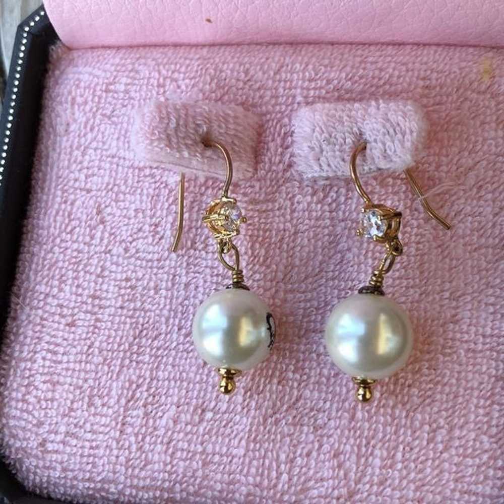 Juicy Couture Vintage Crystal Crown Pearl Drop Ea… - image 6