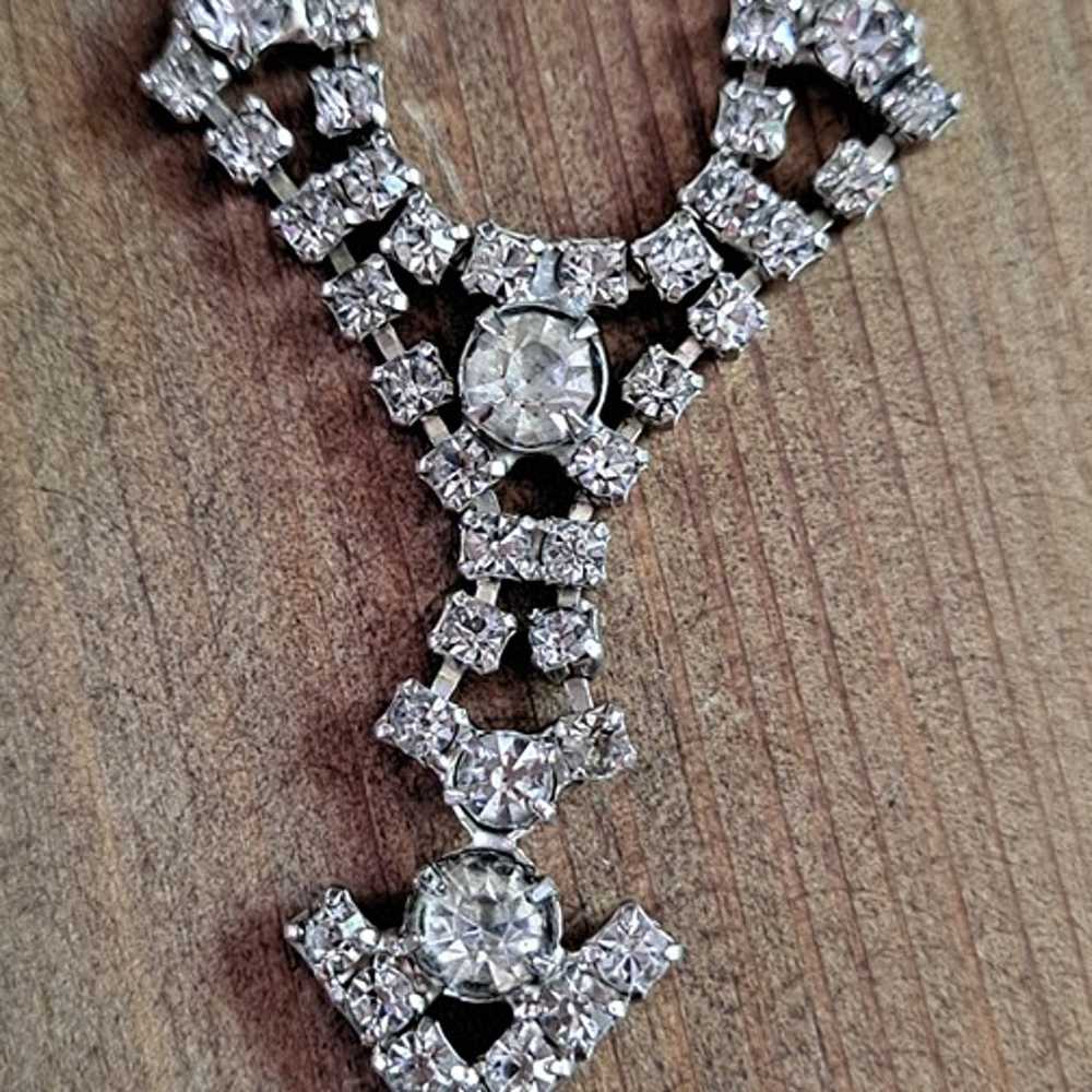 Vintage Rhinestone Necklace & Earring Set - image 4