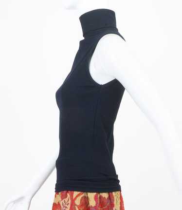 1960s Rib-Knit Sleeveless Turtle-Neck Pullover