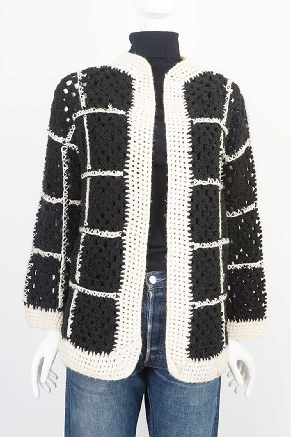 1970s Hand Made Macrame Patchwork Cardigan Jacket - image 3