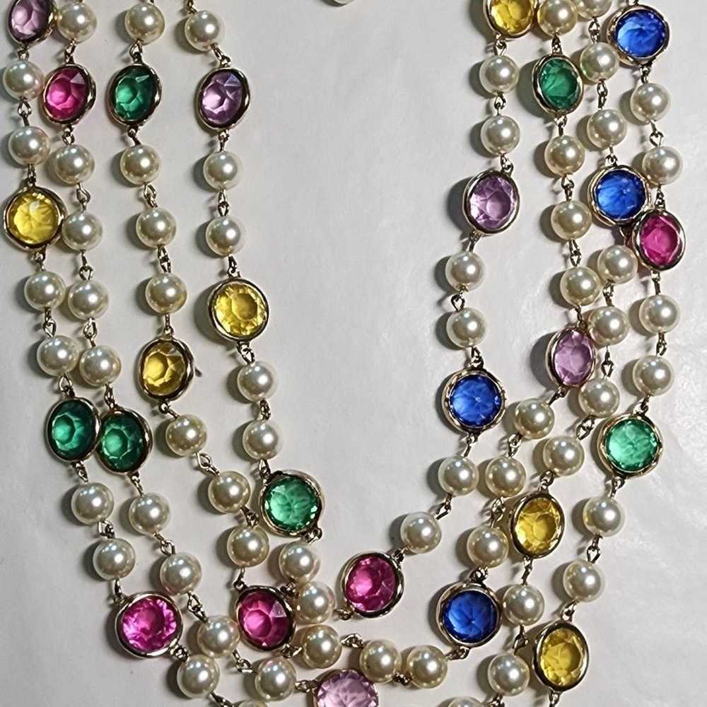 Mid century vintage multi colored necklace/bracel… - image 1
