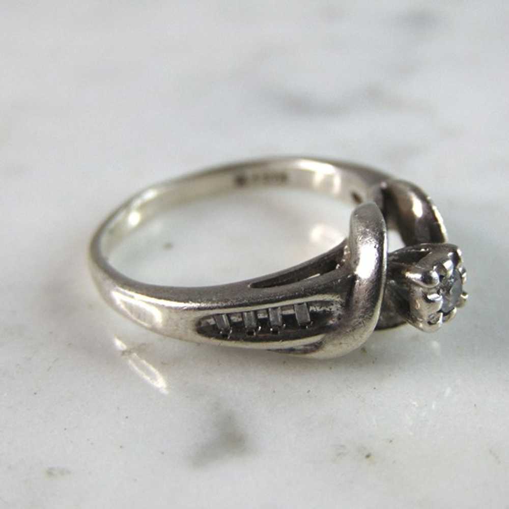 Womens Sterling Silver Modernist CZ Ring 3.3g E10… - image 5