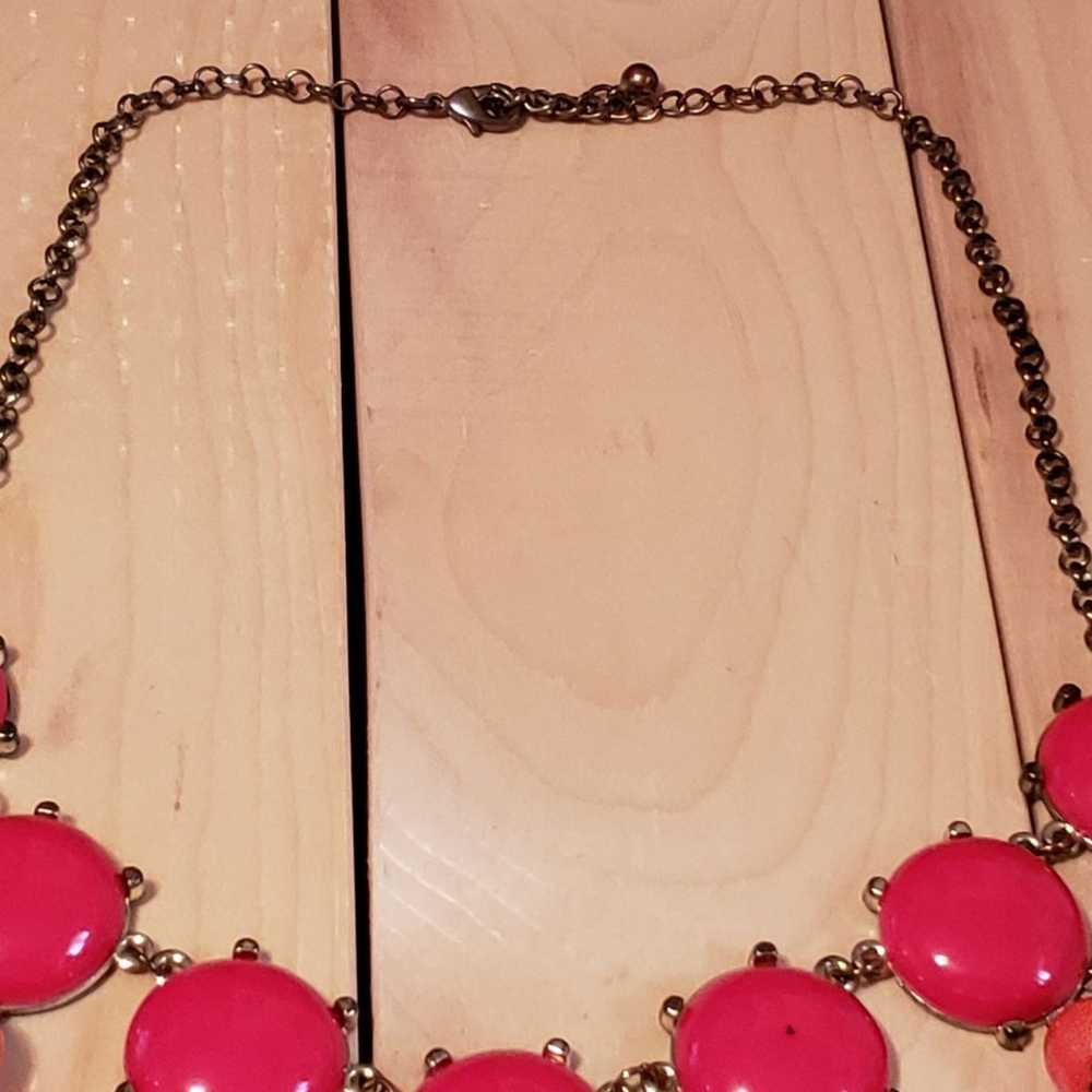 Vintage Necklace Red Flat Back Circles - image 3
