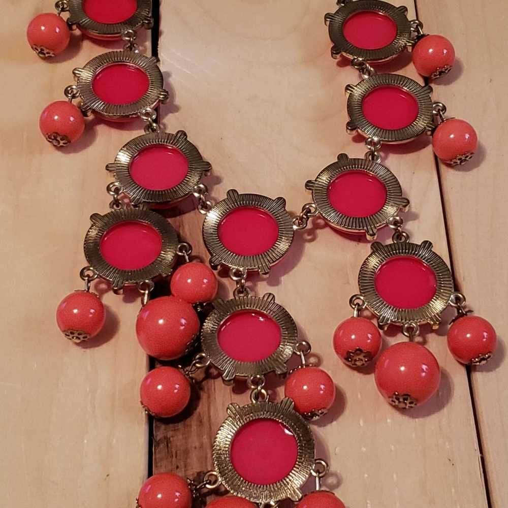 Vintage Necklace Red Flat Back Circles - image 7