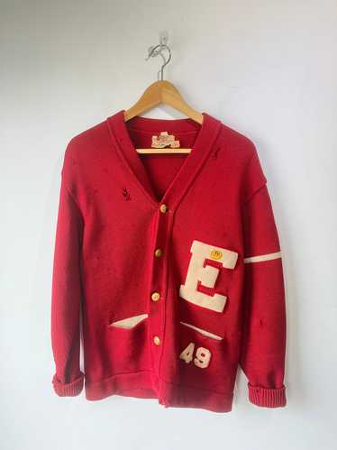 Vintage Woolen Wear 1949 Cherry Red Letterman Swea