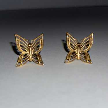 Vintage Gold Butterfly Post Earrings