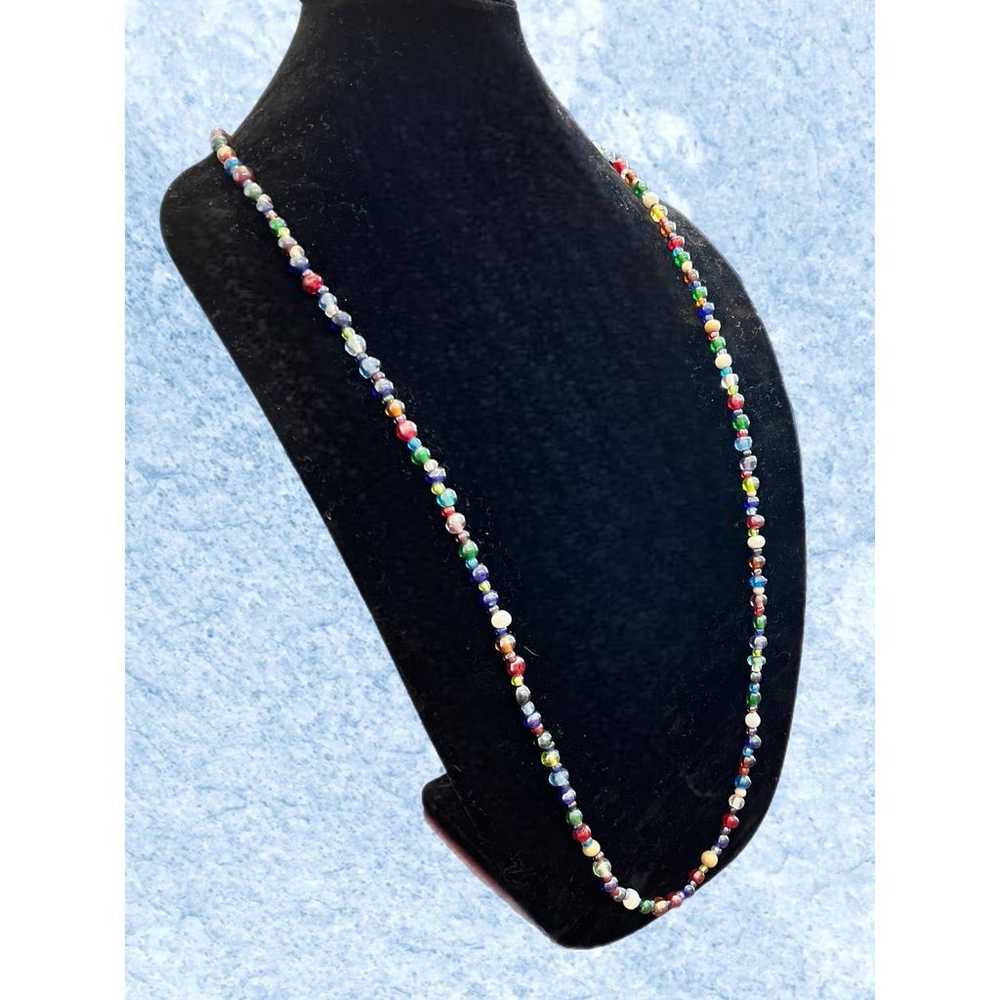 Multi-color Glass/Stone Beaded Necklace 40" long - image 3