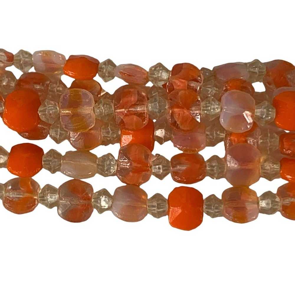 Vintage Gold Tone Orange Opalescent Glass Beads 6… - image 8