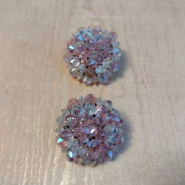 Antique pink glass clip earrings - image 1