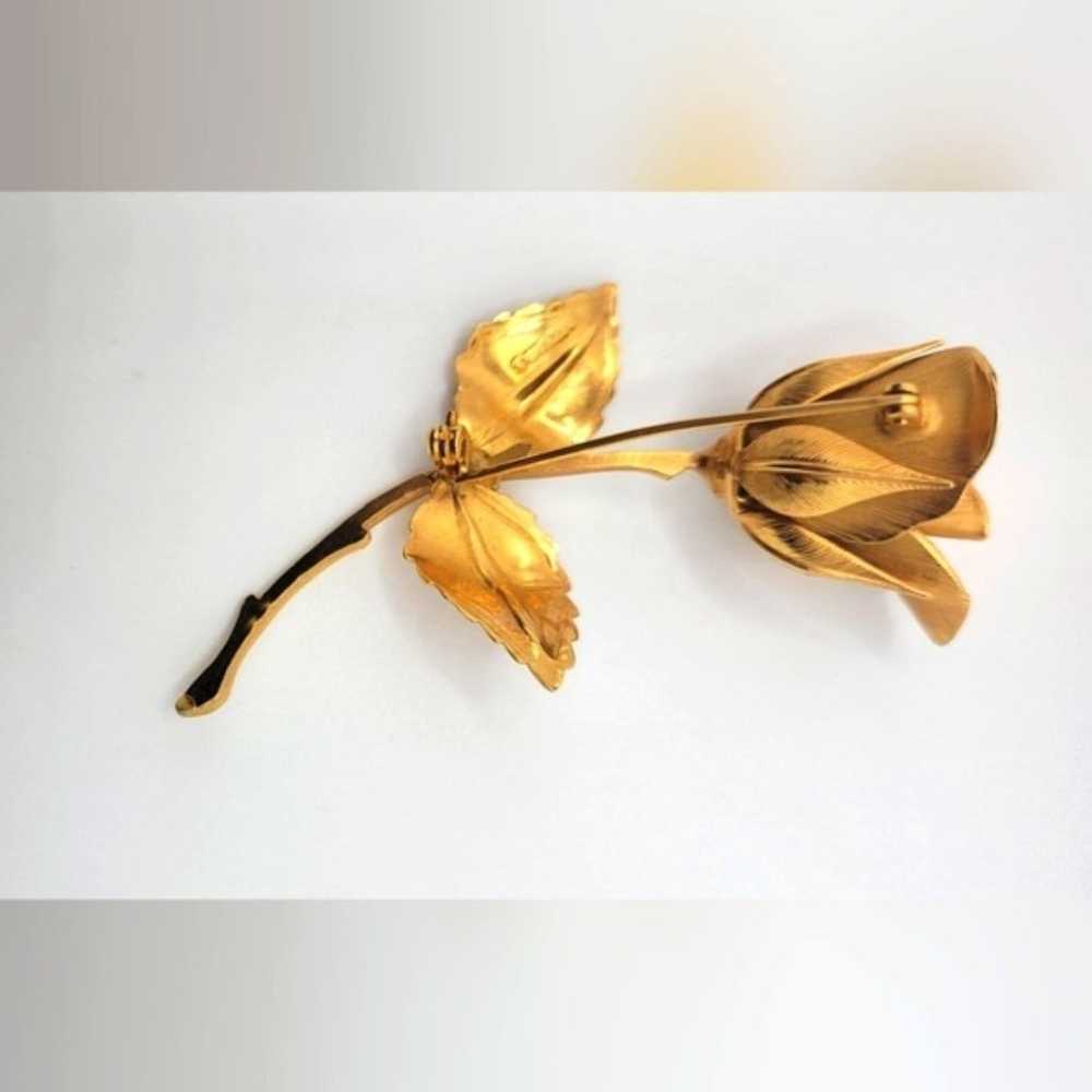 Giovanni Gold Toned Rose Brooch Pin - image 1