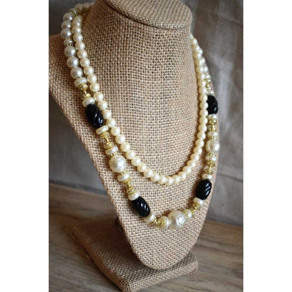 (2) Pre-Loved Vintage Faux Pearl Necklaces - image 1