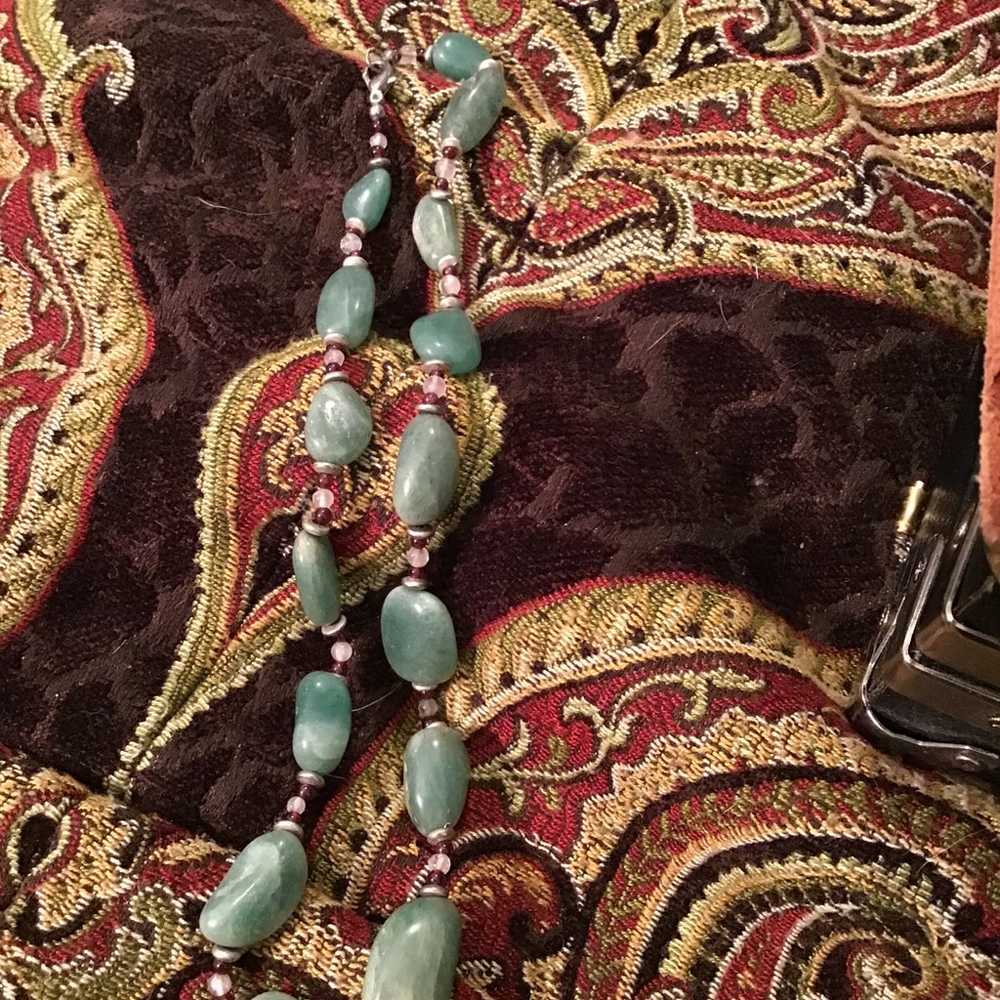 Sterling and real stone long necklace jade ? - image 2