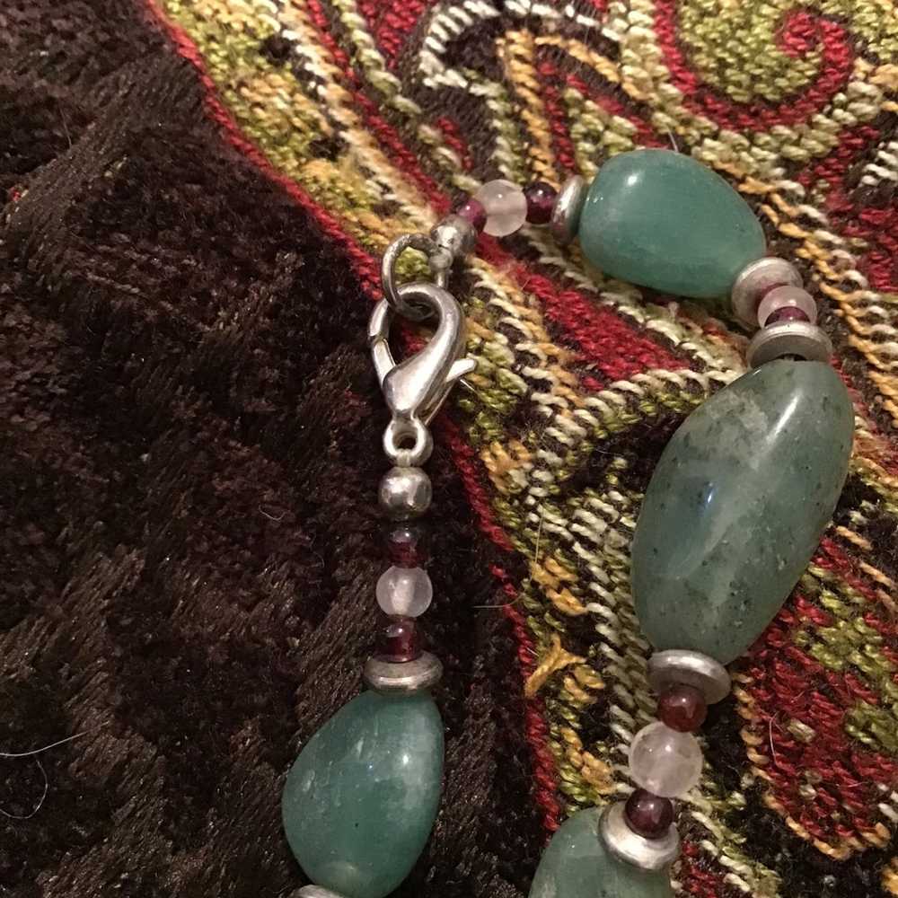 Sterling and real stone long necklace jade ? - image 3