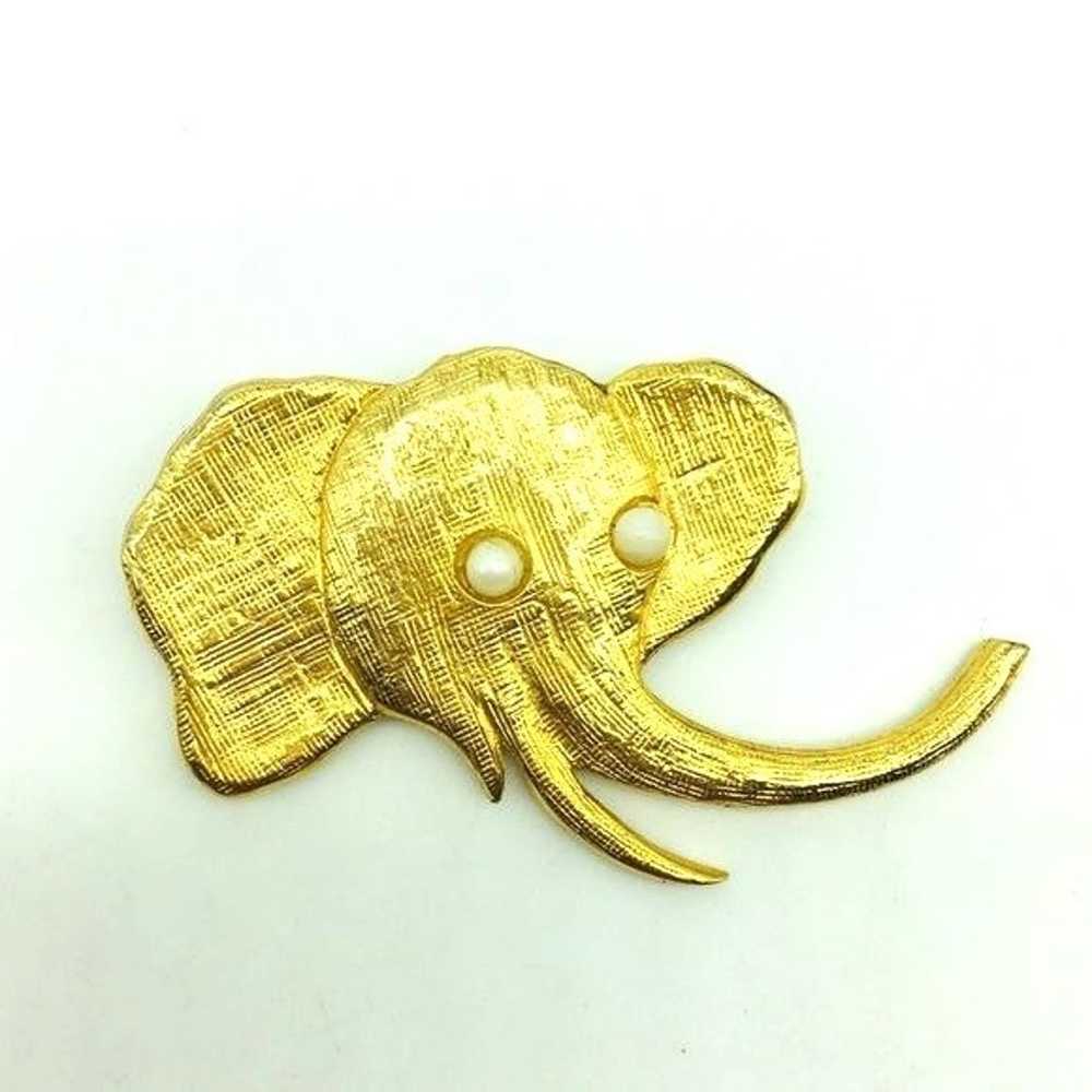 VTG SIGNED J. Freides NYC Gold Tone Pearl Elephan… - image 1