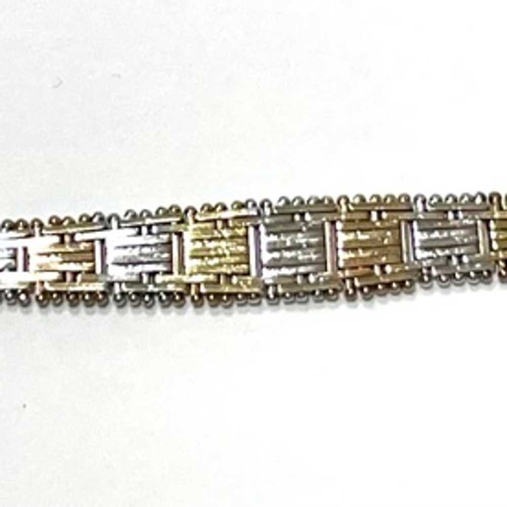3 tones sterling silver vintage bracelet 8” 925 I… - image 1
