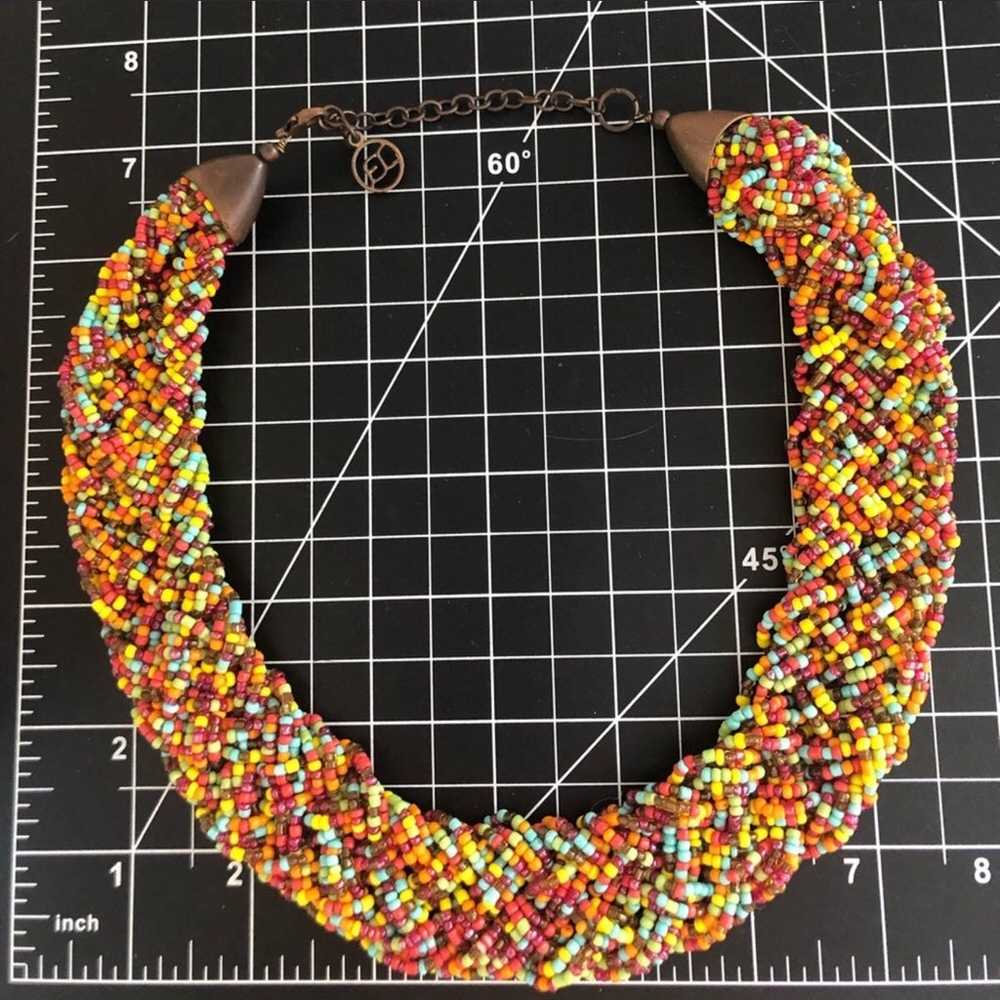 Vintage Micro Candy Seed Bead Collar Statement Ne… - image 3