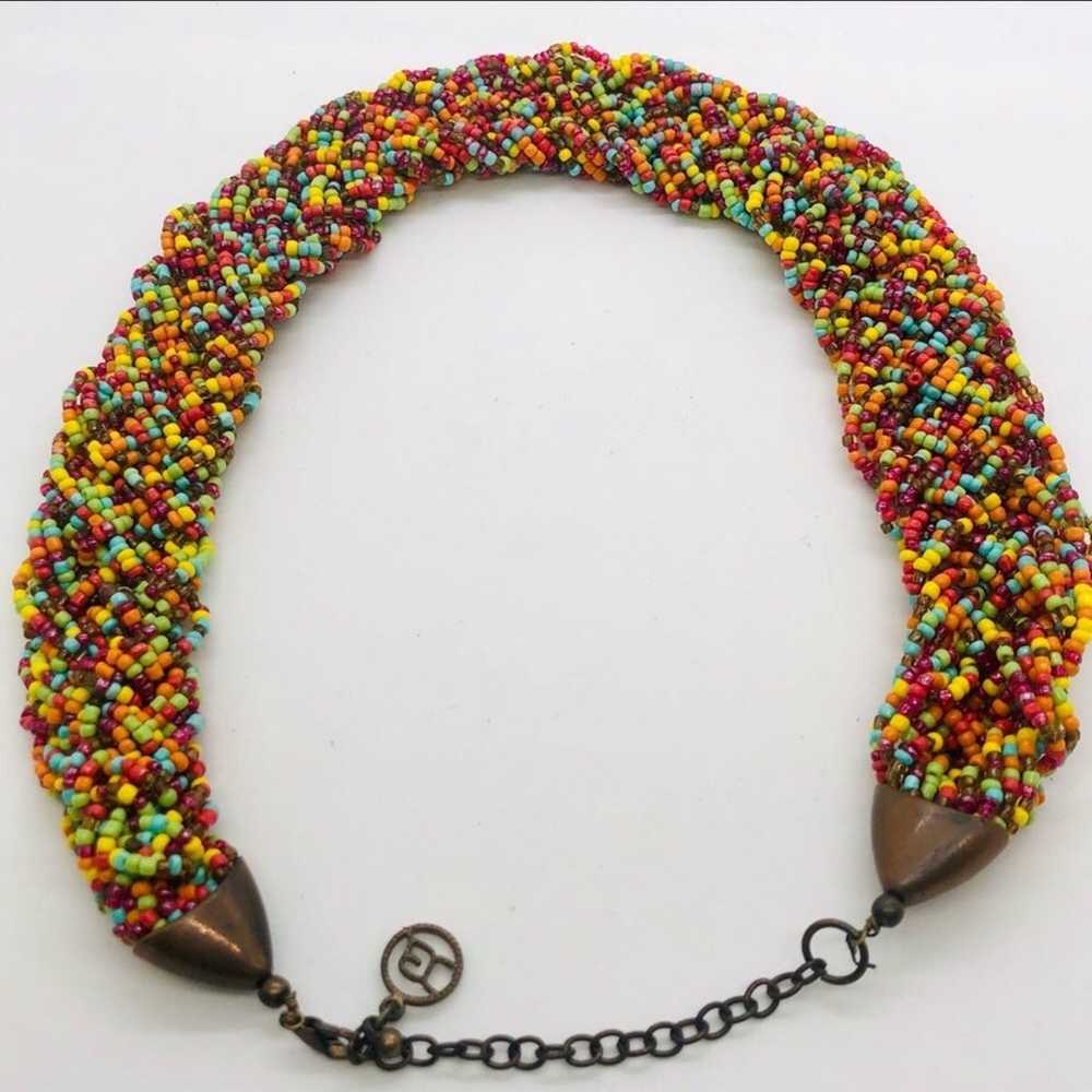 Vintage Micro Candy Seed Bead Collar Statement Ne… - image 5