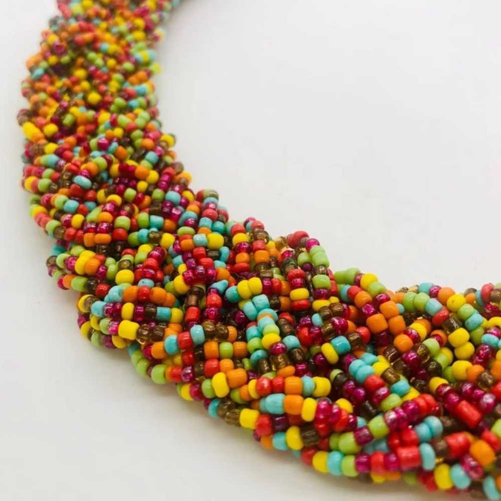 Vintage Micro Candy Seed Bead Collar Statement Ne… - image 8