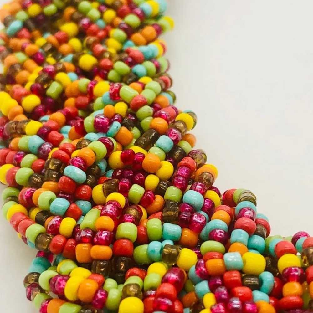 Vintage Micro Candy Seed Bead Collar Statement Ne… - image 9
