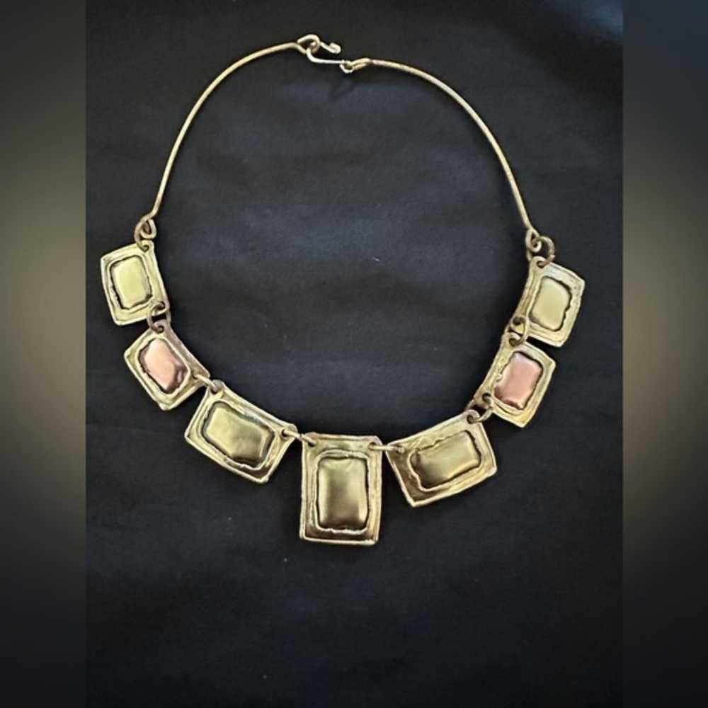 Vintage Handcrafted Brass/Copper Necklace - image 1