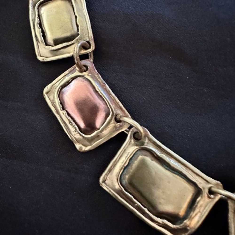Vintage Handcrafted Brass/Copper Necklace - image 3