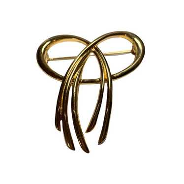 TRIFARI Vintage Gold Bow Brooch Pin 1970s - image 1