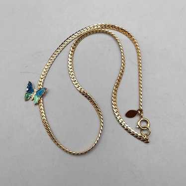 Vintage Avon Enamel Butterfly Choker Necklace - image 1