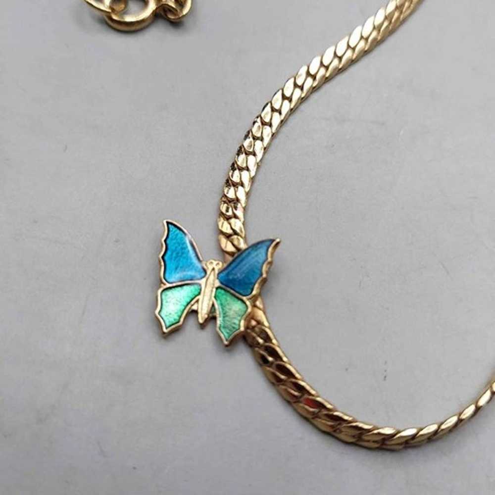 Vintage Avon Enamel Butterfly Choker Necklace - image 3