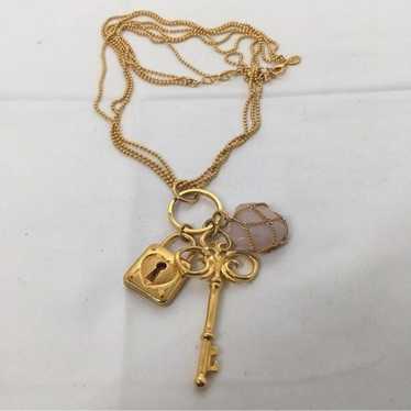 Vintage Joan Rivers, Gold Necklace With Lock, Key… - image 1