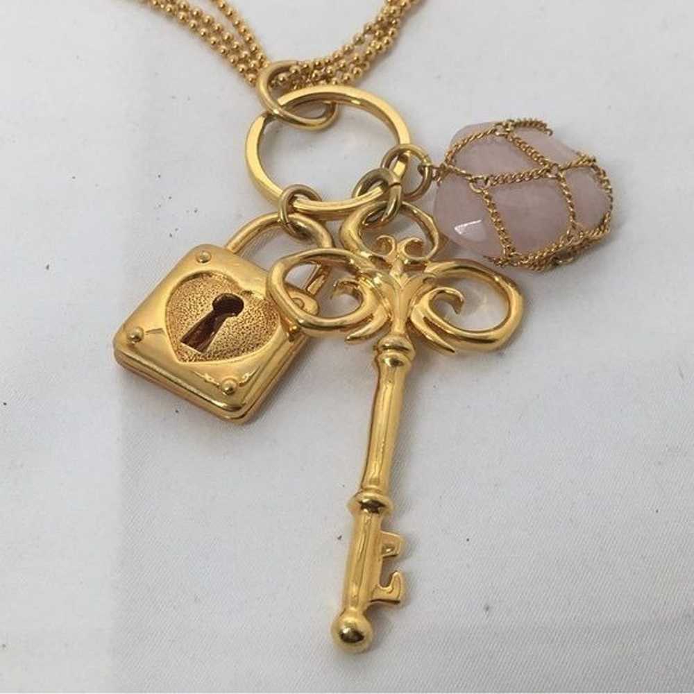 Vintage Joan Rivers, Gold Necklace With Lock, Key… - image 3