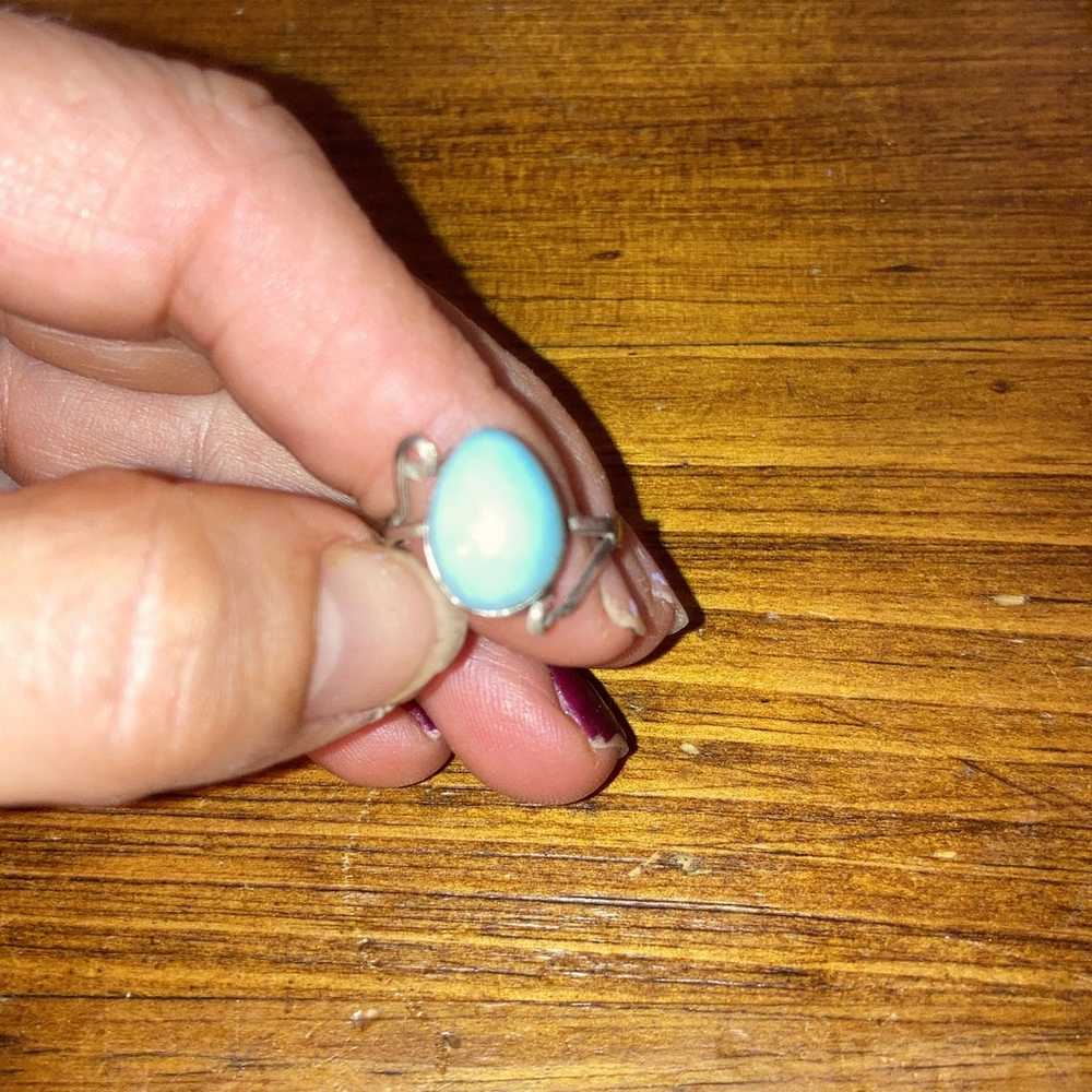 Native South Western Turquoise Ring- Sterling - image 3