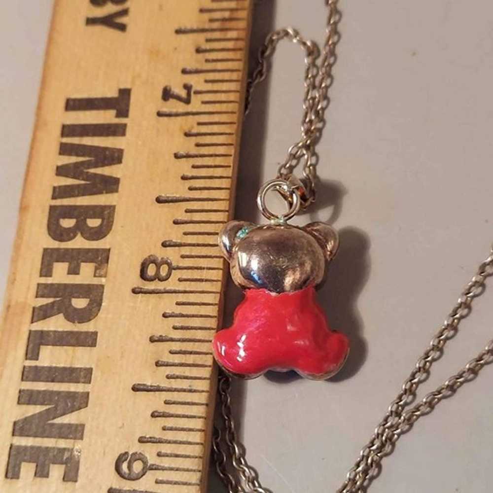 Vintage Enamel Italy Sterling Puff Bear Charm Nec… - image 6