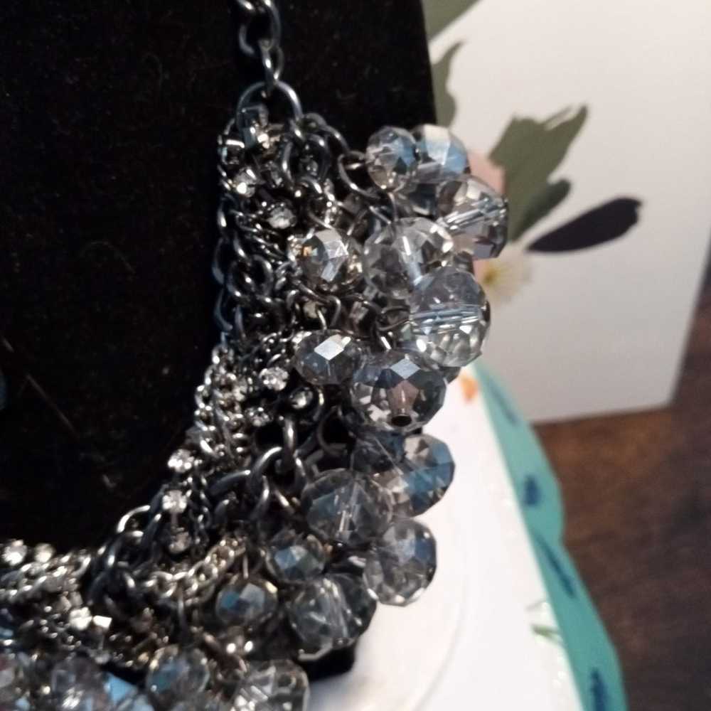Art deco chunky gray gemstone choker necklace on … - image 4