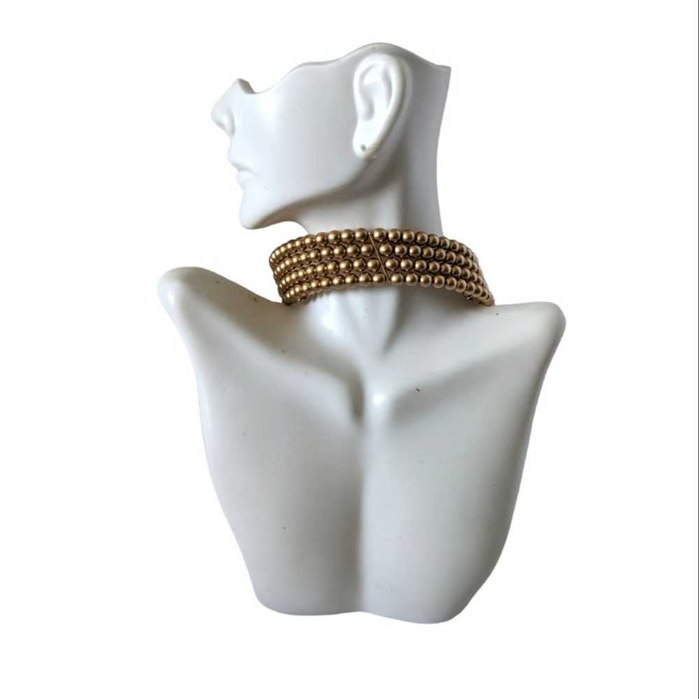 Vintage Triple Row Gold Faux Pearl Choker Collar … - image 1