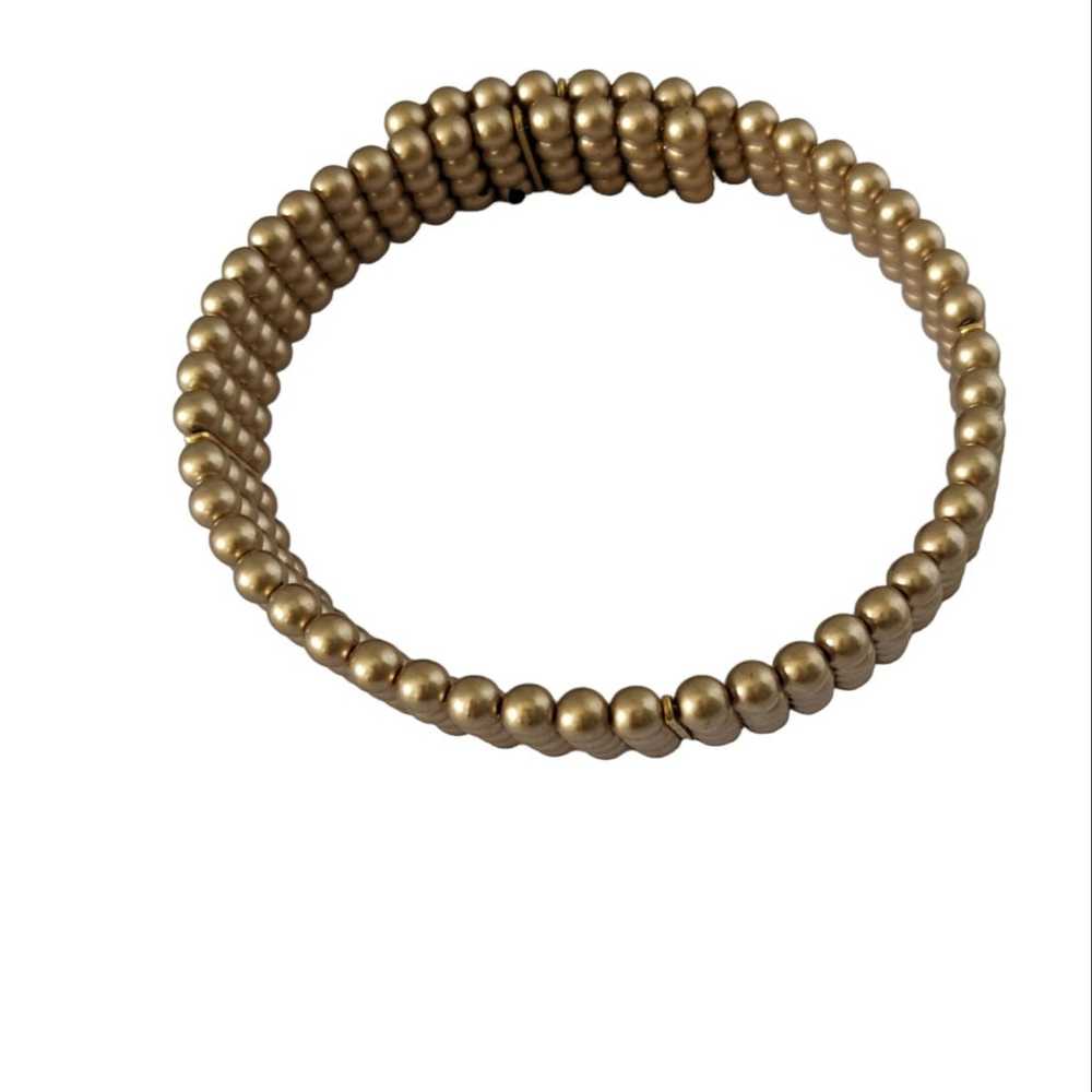 Vintage Triple Row Gold Faux Pearl Choker Collar … - image 5