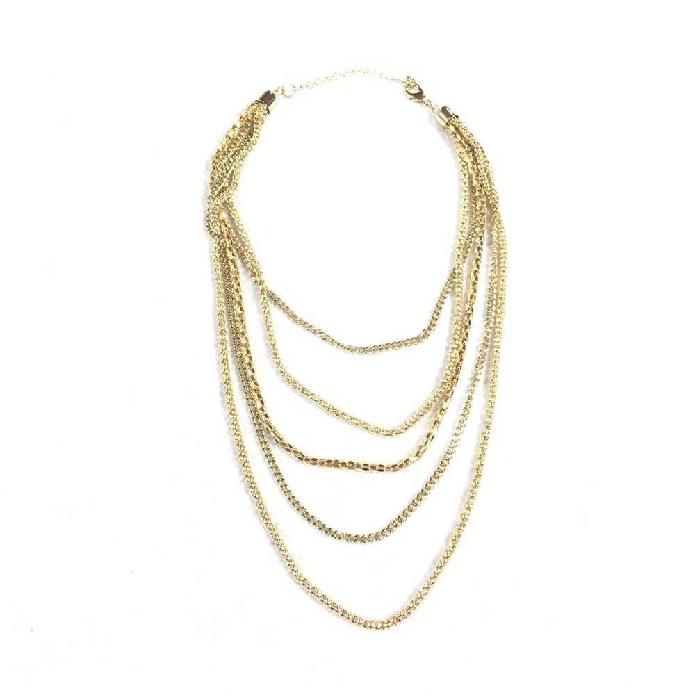 Vintage Multi Layer Necklace Gold Tone - image 1