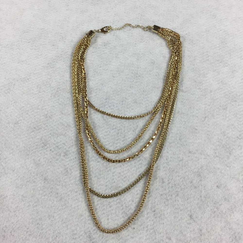 Vintage Multi Layer Necklace Gold Tone - image 2