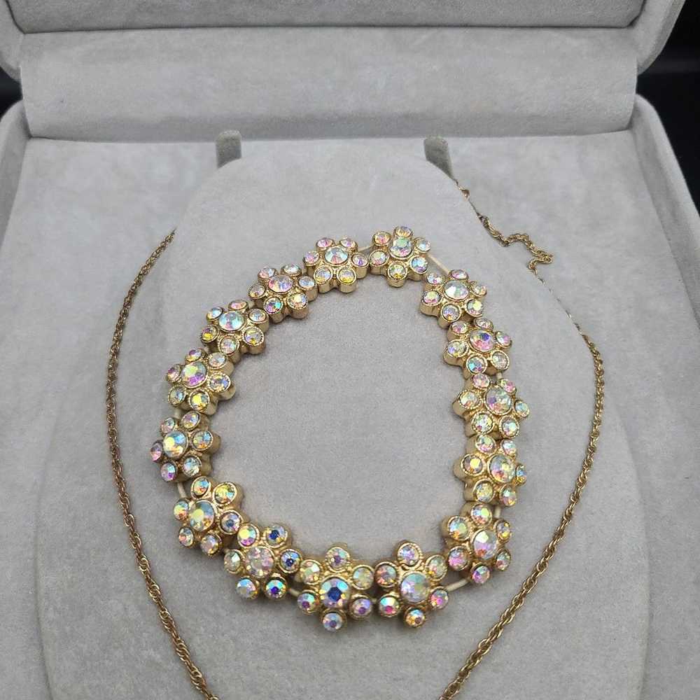 Vintage Aurora Borealis Necklace and Bracelet set - image 4