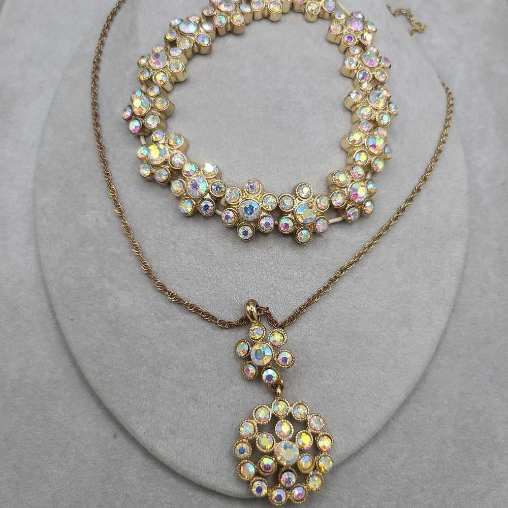 Vintage Aurora Borealis Necklace and Bracelet set - image 5