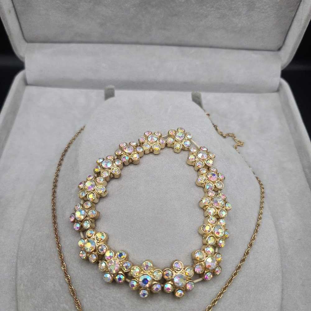 Vintage Aurora Borealis Necklace and Bracelet set - image 8