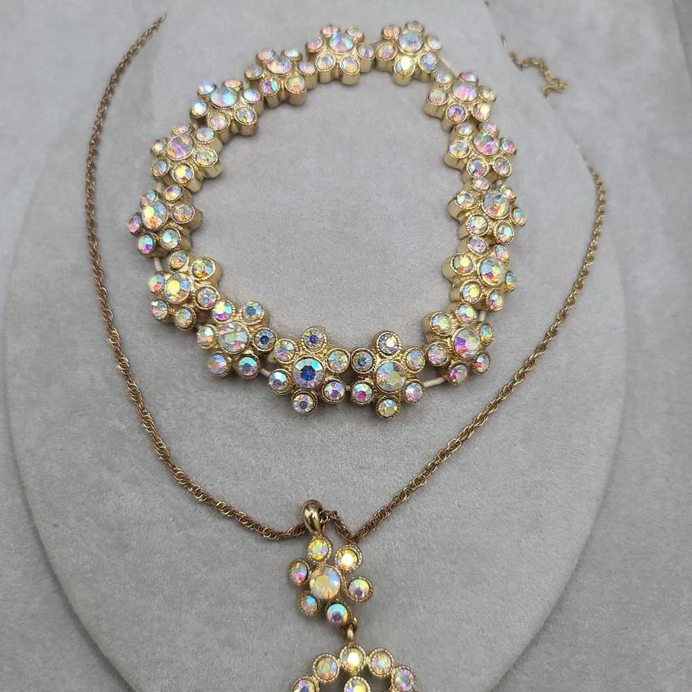 Vintage Aurora Borealis Necklace and Bracelet set - image 9